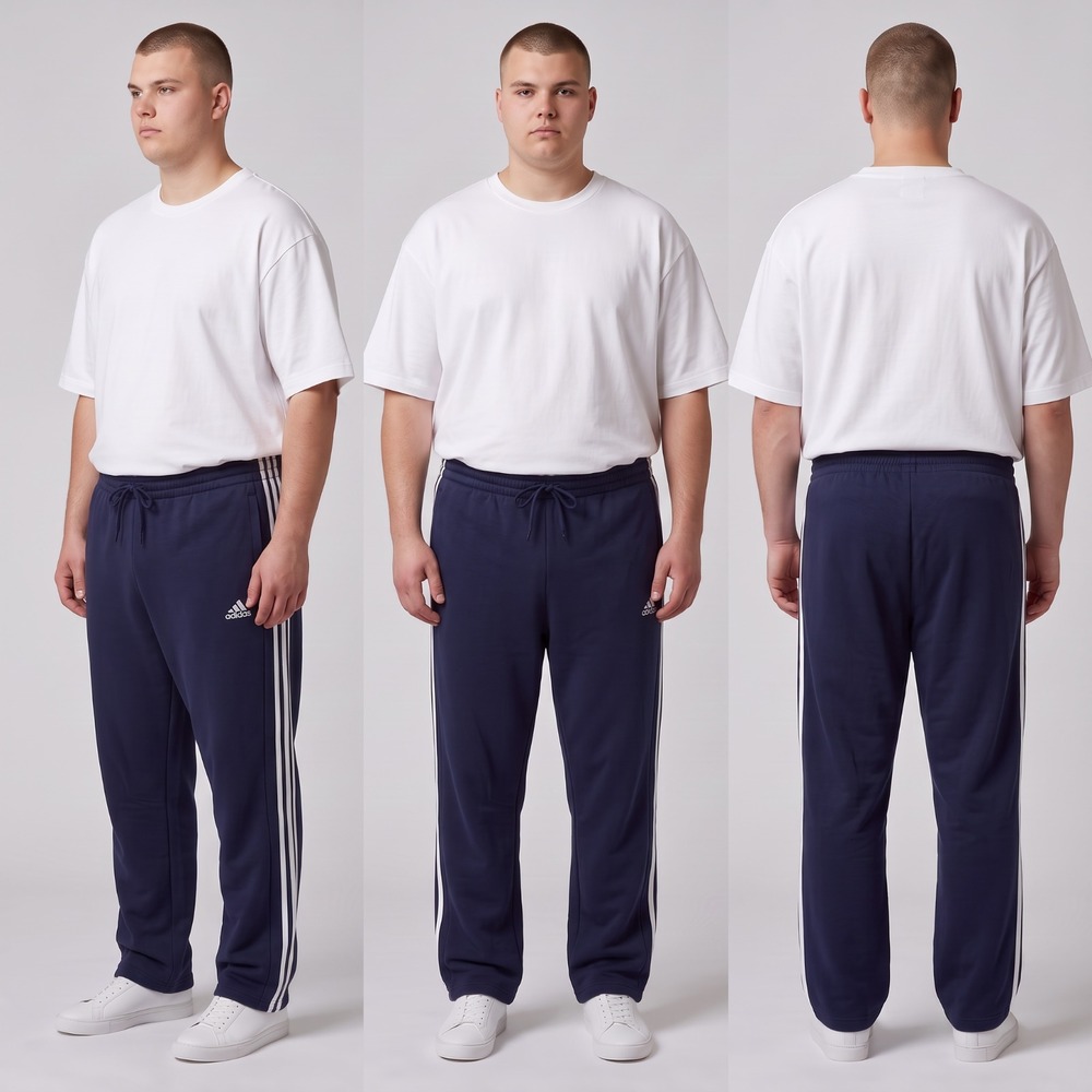 adidas Men's Fleece 3-Stripe Straight Leg Sweatpants 3XL Tall (44x34) Navy Blue